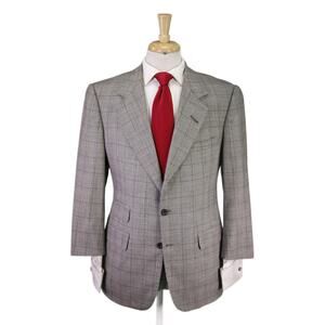 Edgar Pomeroy Bespoke Black Tan Plaid 2-Btn Handmade Wool Suit 38S